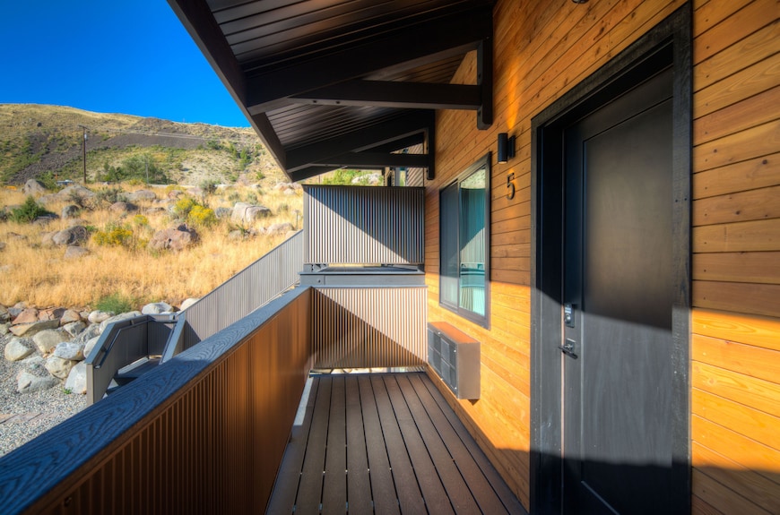 Deck with Yellowstone hillside view
